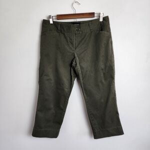 The Limited Drew Fit Olive Green Flat Front Ankle Pants Size 10